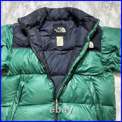 THE NORTH FACE PUFF Mens Jacket Sz L Green Black Down Jacket Long Sleeve Hoodie