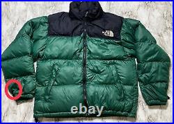 THE NORTH FACE PUFF Mens Jacket Sz L Green Black Down Jacket Long Sleeve Hoodie
