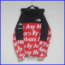 THE NORTH FACE SUPREME Nupste Black Red White BY ANY MEANS Hoodie Jacket SIZE M