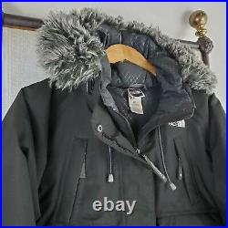 THE NORTH FACE Size Small Womens Goose Down HyVent Hooded Bomber Jacket Black