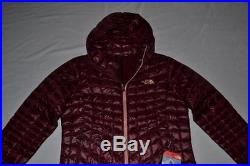 The North Face Womens Thermoball Hoody Deep Garnet Red L Large Authentic New