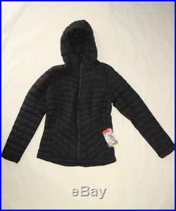 THE NORTH FACE WOMEN'S QUILTED THERMOBALL Hooded Jacket Hoodie BLACK MEDIUM