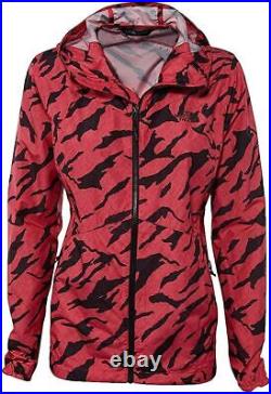 THE NORTH FACE Womens Flyweight Hoodie, Raspberry Red Marker Mountain Print, Large