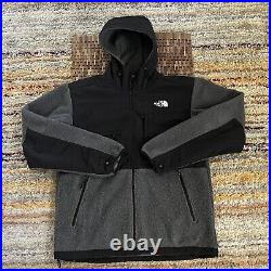 The North Face Denali Hoodie Full Zip Vented Fleece Jacket Black Grey Medium M