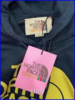 The North Face Gucci Collab Black Gold Web Print Logo Sweatshirt Hoodie Medium M