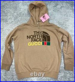 The North Face Gucci Collab Brown Red Web Print Logo Sweatshirt Hoodie XSmall XS