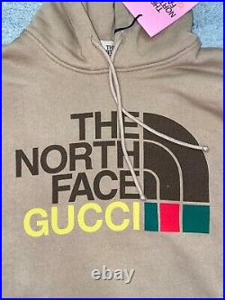 The North Face Gucci Collab Brown Red Web Print Logo Sweatshirt Hoodie XSmall XS