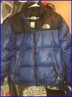 The North Face Jacket Down 700 Nuptse Hoodie L Men Coat Sport Black Blue