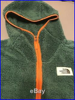 The North Face Men's Campshire Pullover Hoodie Fleece Green/Orange Size M