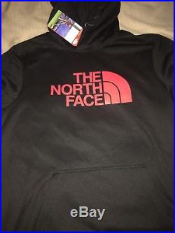 The North Face Men's Surgent Half Dome Pullover Hoodie Sweatshirt BLACK RED