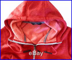 The North Face Men's TECH SHERPA HOODIE Luxury Fleece Hooded Jacket Biking Red M