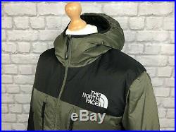 The North Face Mens Uk L Khaki Black Himalayan Down Hooded Jacket Rrp £200 Puffa