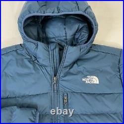 The North Face Mens XL Aconcagua 2 Hoodie Down Puffer Blue Full Zip Jacket 550