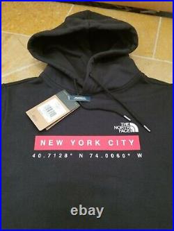 The North Face NYC New York Coordinates Black Hoodie Pullover Mens Size Small S
