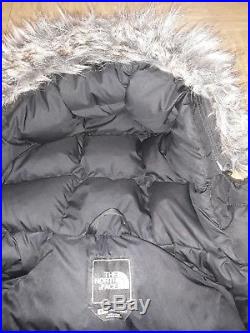 The North Face Rrp £349 Arctic Parka Coat S 8 10 Black Goose Down Fur Hood Puffa