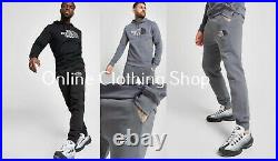 The North Face Simple Dome Mens Black Grey Tracksuit Hoodie Pants Rubber NF Logo