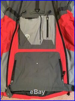 The North Face Steep Tech Hoodie Red Gray Grey Ski Full Zip Mens Large CLEAN