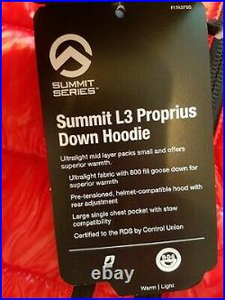 The North Face Summit L3 Proprius 800 Fill Down Hoodie Jacket red