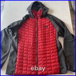 The North Face Thermoball Hybrid Hoodie Jacket Mens XL Insulated Puffer Red EUC