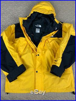 The North Face Vintage Mountain Gore Tex Jacket 90s Yellow Black Mens XL Hoodie