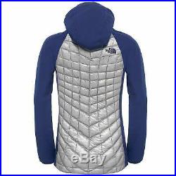The North Face WOMENS THERMOBALL HYBRID HOODIE, MID GREY/PATRIOT BLUE, L