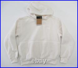 The North Face Women Hoodie Size M White Fleece Pullover With Pockets Fuzzy