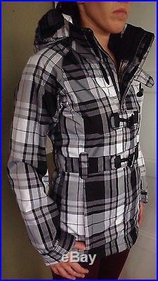 The North Face Women's Size XS Hoodie Jacket Black And White Plaid Heavy HyVent