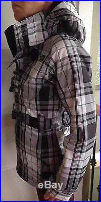 The North Face Women's Size XS Hoodie Jacket Black And White Plaid Heavy HyVent