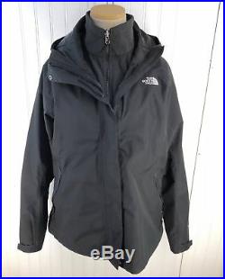 The North Face Womens Black Windbreaker Jacket Rain Coat Hoodie withThermal L
