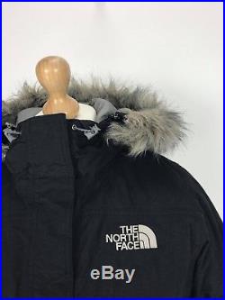 The North Face Womens Faux Fur Hooded 550 Down Parka Jacket Coat Medium M Black