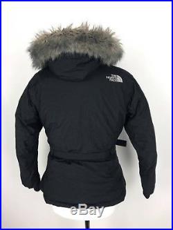 The North Face Womens Faux Fur Hooded 550 Down Parka Jacket Coat Medium M Black