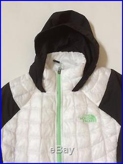 The North Face Womens Thermoball Hybrid Hoodie Jacket In Med TNF White & Black