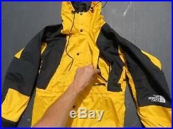 VTG Mens NORTH FACE Mountain Light Yellow GORETEX Hooded Vented Jacket Small
