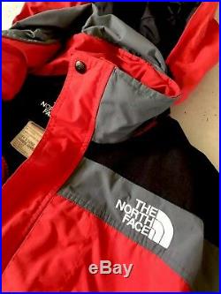 VTG Mens The North Face Large Jacket Coat Hoodie Puffer 1990 Red Black Gore-Tex
