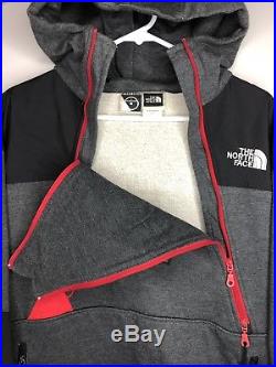 Vintage The North Face Steep Tech Pullover Hoodie Gray/Red Fleece Zip TNF Size L