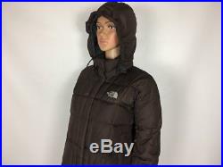 Women THE NORTH FACE 600 PARKA DOWN FILLING Brown Hooded Winter Jacket M Medium