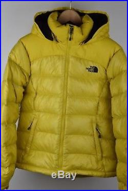 Women's North Face 700 Down YELLOW L Size LARGE Vintage Puffer Coat Shiny Hood