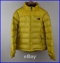 Women's North Face 700 Down YELLOW L Size LARGE Vintage Puffer Coat Shiny Hood