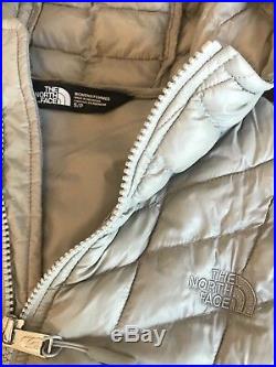 Women's S THE NORTH FACE Quilted Long Thermoball Parka JACKET HOODIE Down Gray