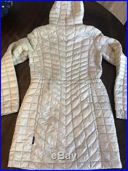 Women's S THE NORTH FACE Quilted Long Thermoball Parka JACKET HOODIE Down Gray