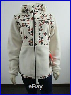 Womens L The North Face Denali 2 Hoodie Fleece Hooded Jacket Vintage White Print