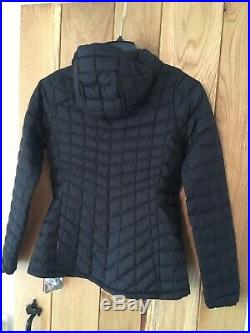 Womens North Face Coat Jacket Thermoball Hoodie Black Medium M NEW