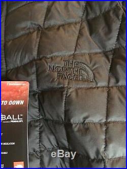 Womens North Face Coat Jacket Thermoball Hoodie Black Medium M NEW
