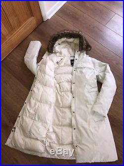 Womens THE NORTH FACE Arctic Ivory Down Parka Coat Faux Fur Hood S 6 -8 £350