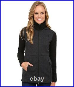Womens The North Face Jacket Indi Full Zip Hoodie Coat Fleece Black Heather XS